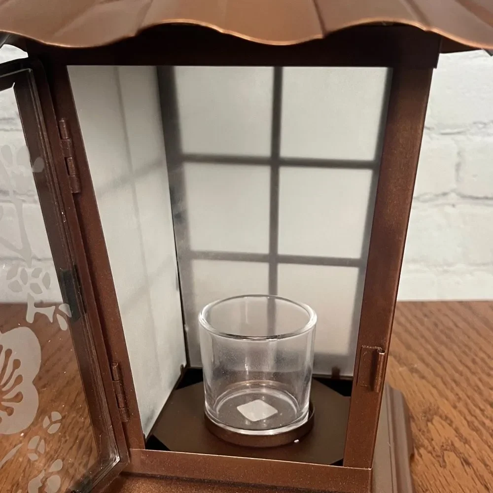 Partylite Asian Persuasion Copper Pagoda Lantern Hurricane Candle Holder P8807
